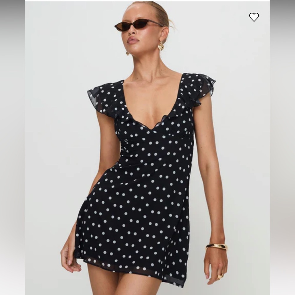 Princess Polly Mini Dress Black Polka Dot